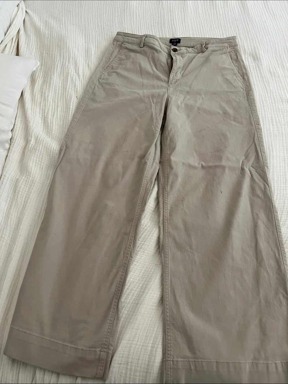 J. Crew Wide-Leg Chino Pants in Light Taupe